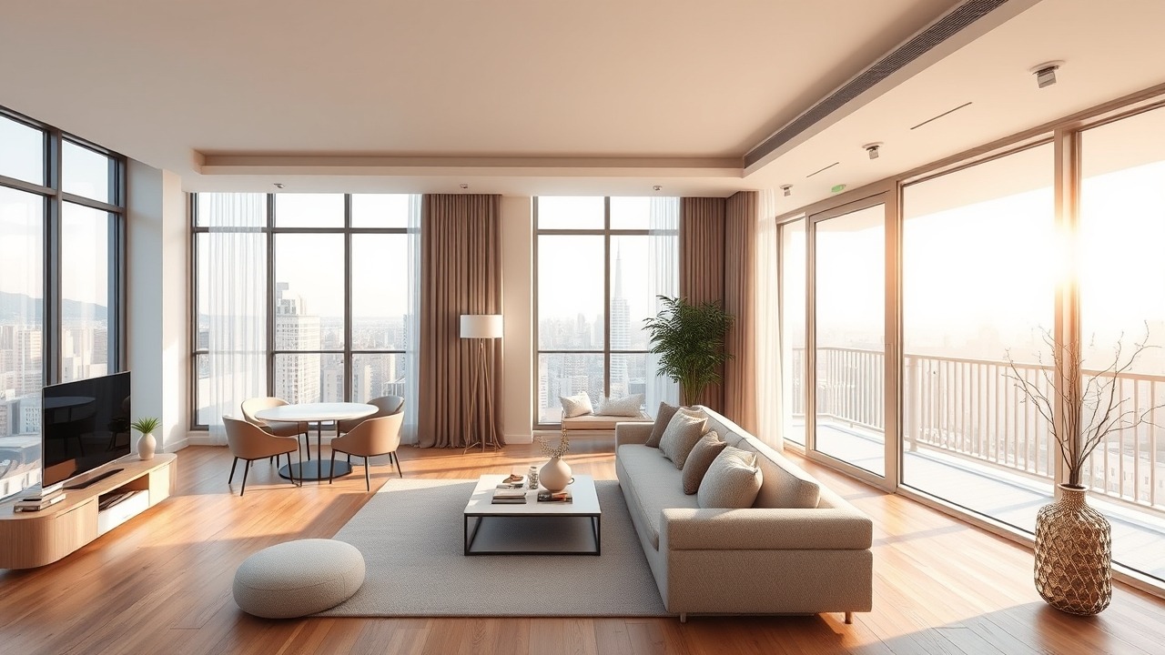 Modern one-bedroom apartment living room