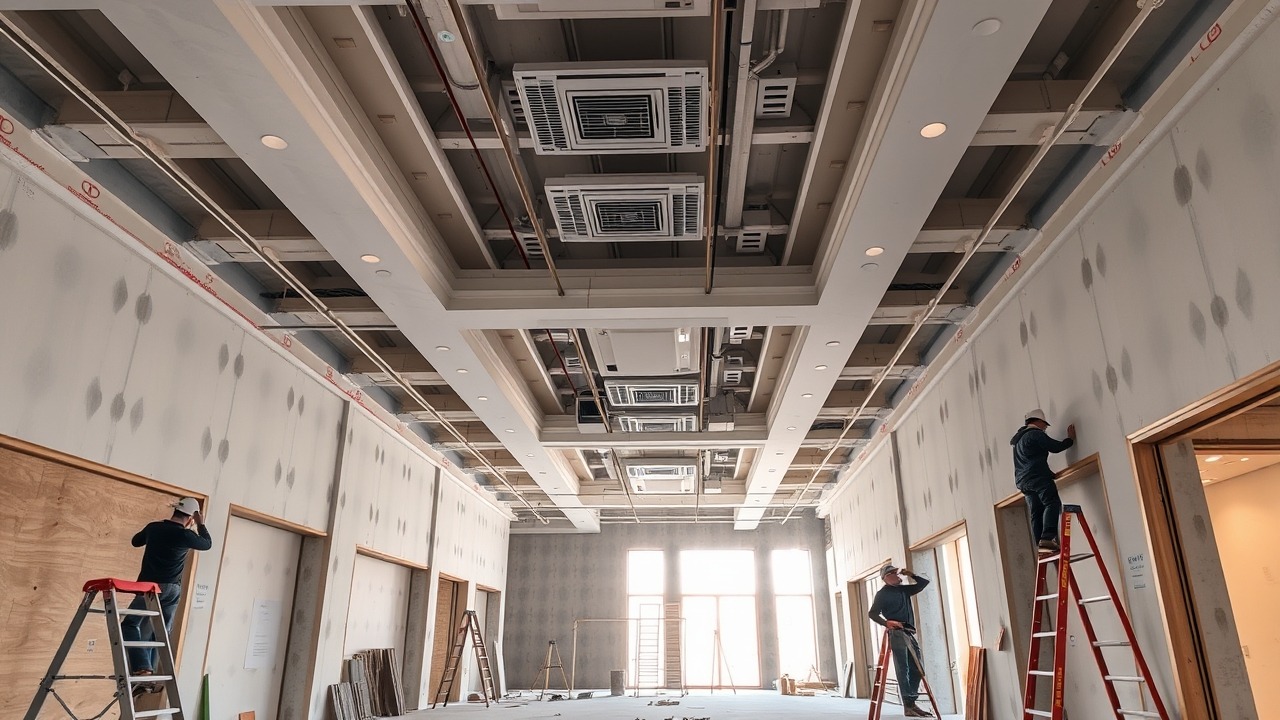 Retail store fit-out construction in progress