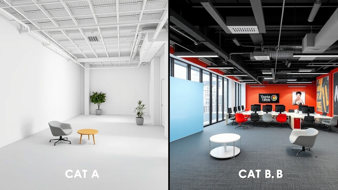 Comparison between CAT A and CAT B office interior design
