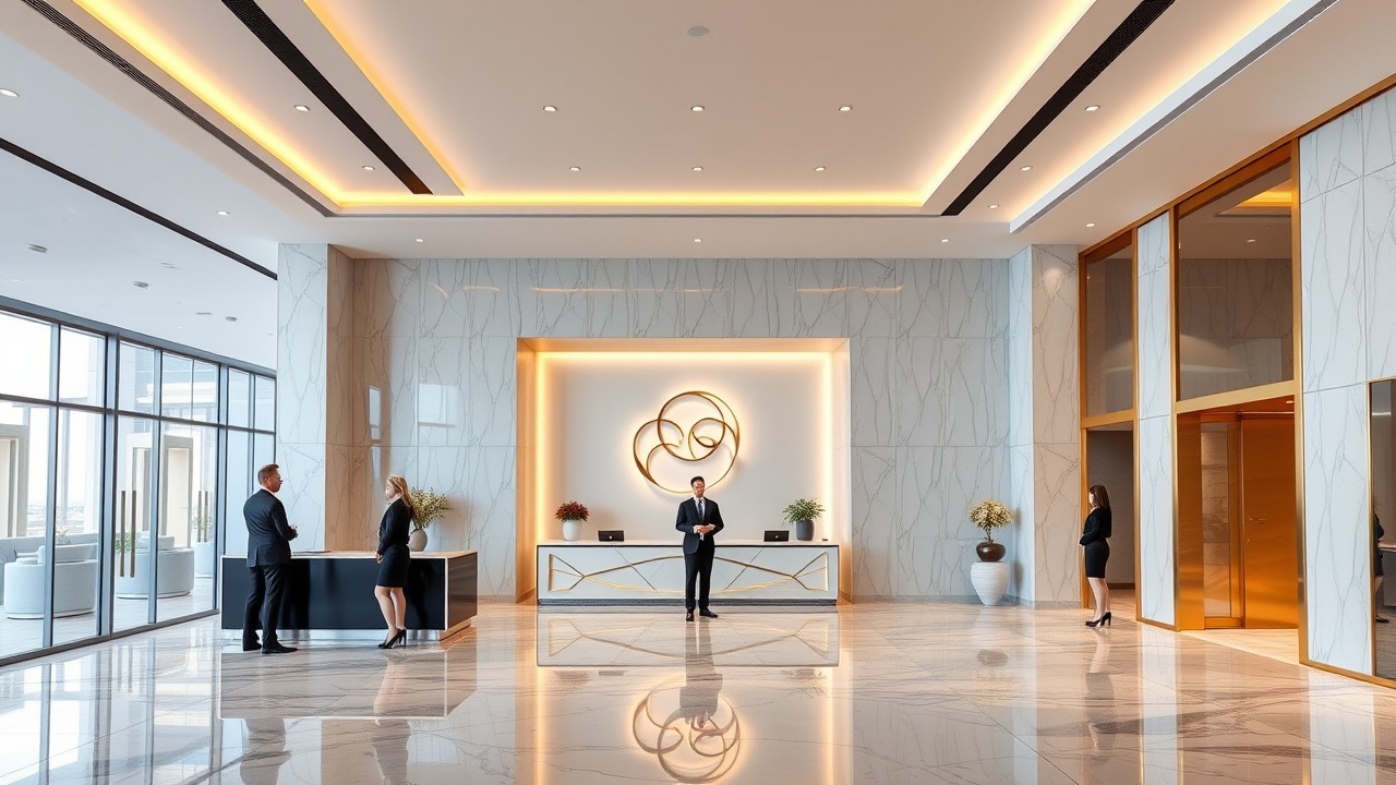 Luxury business center reception in Dubai