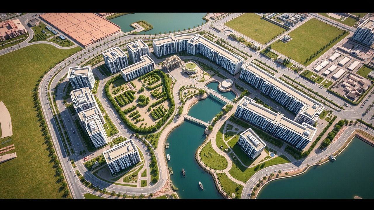 Aerial view of Peninsula master development Business Bay