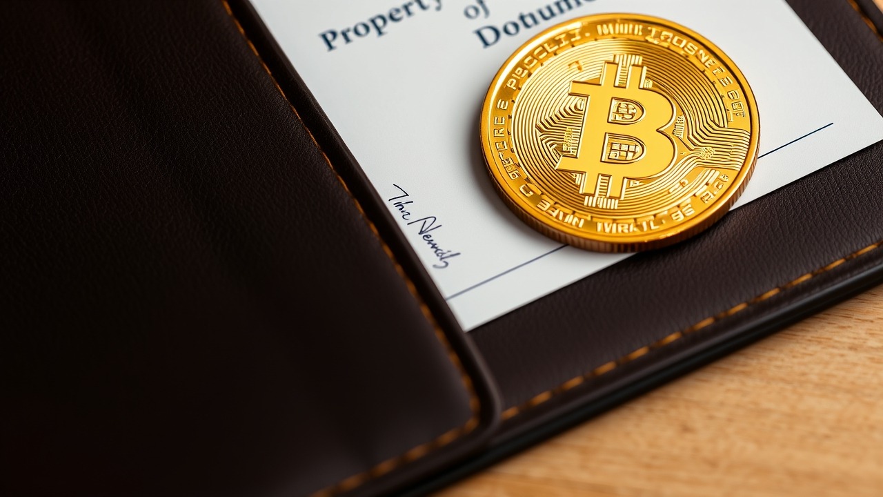 Bitcoin coin on property documents