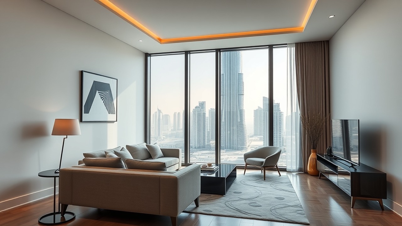 Luxury serviced apartment interior in Dubai