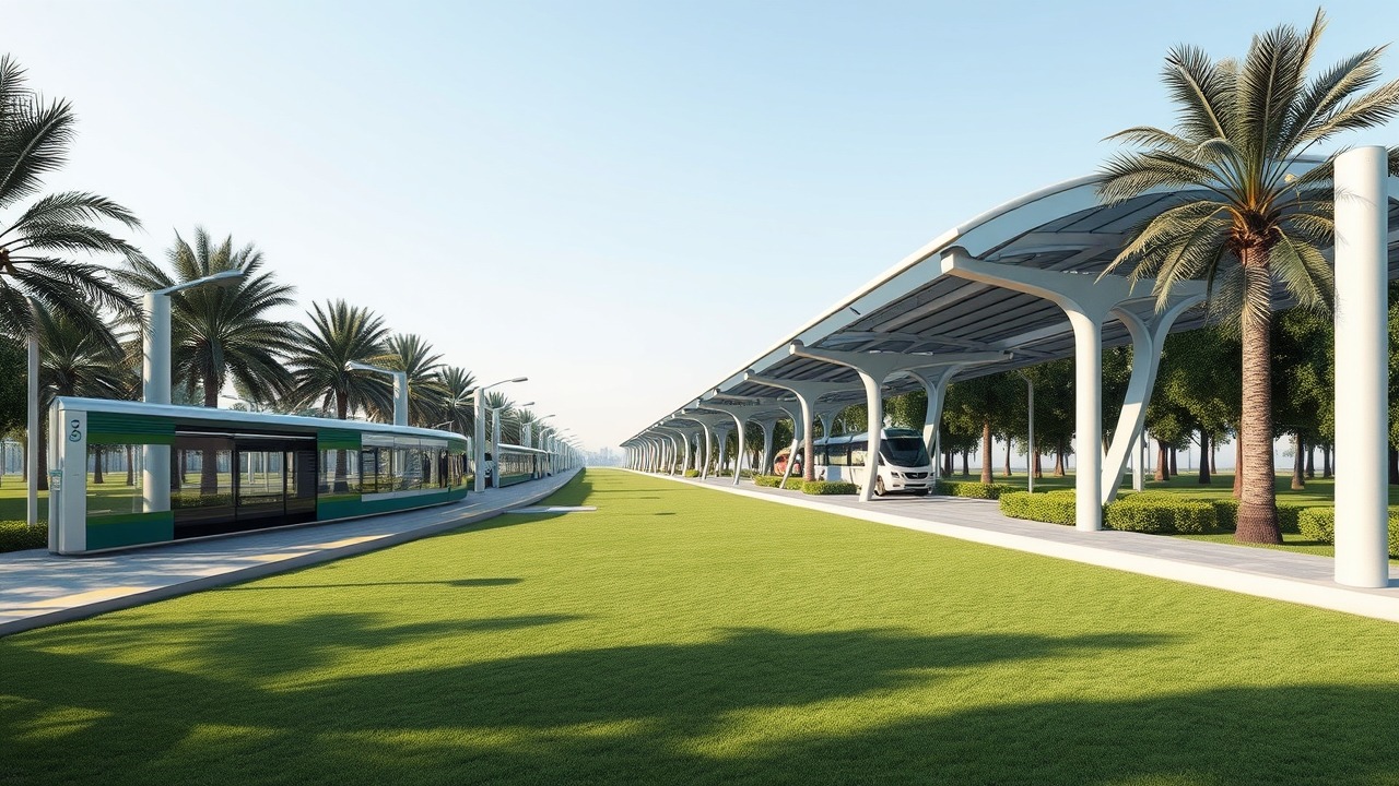 Futuristic Dubai Metro Blue Line station design
