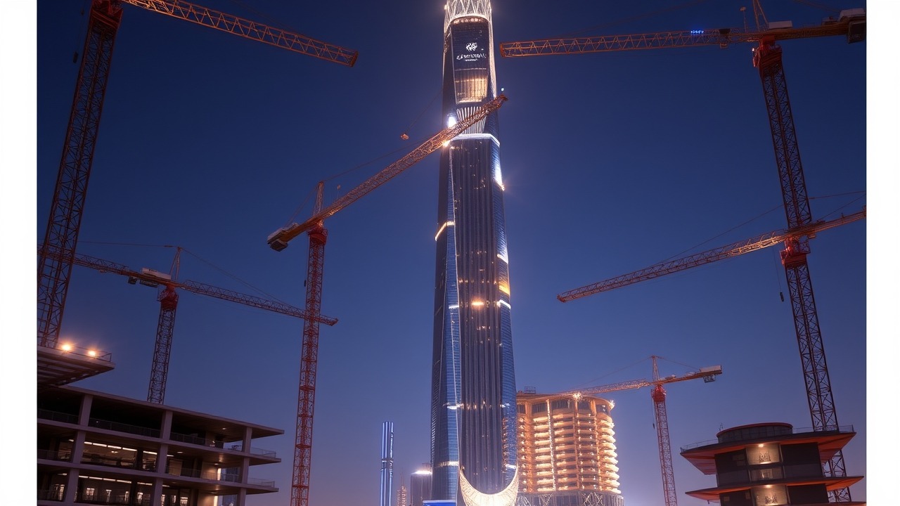 Redesigned Dubai Creek Tower construction site 2026
