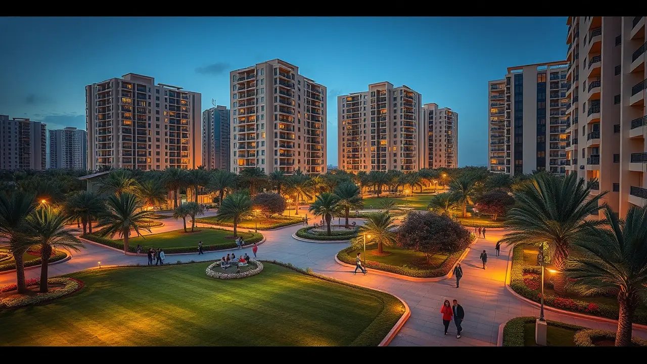 Gemeinschaftspark in einem gehobenen Wohnviertel in Dubai