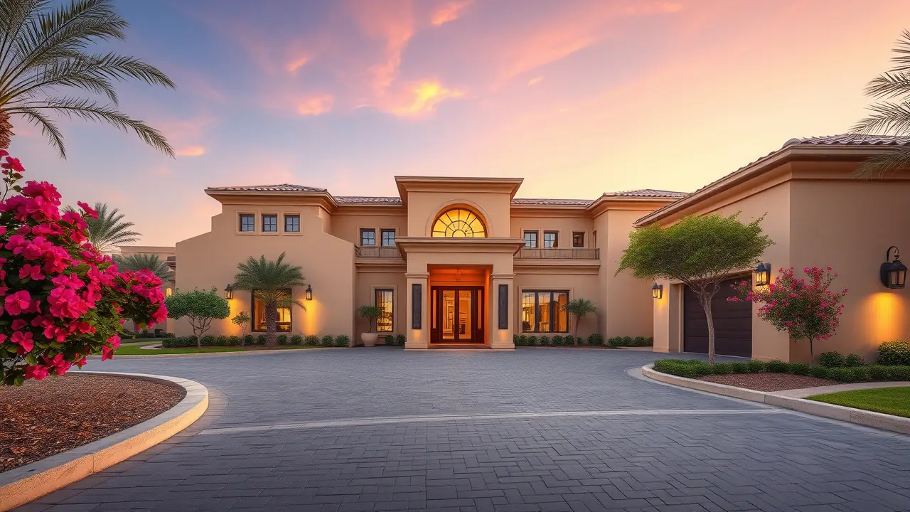 Entrada a una villa de lujo en Arabian Ranches Dubai