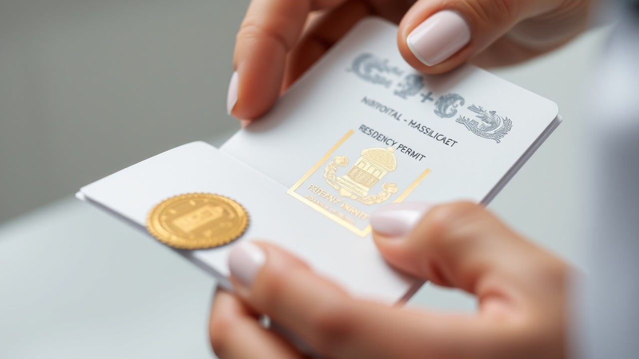 Golden Visa stamp process close up