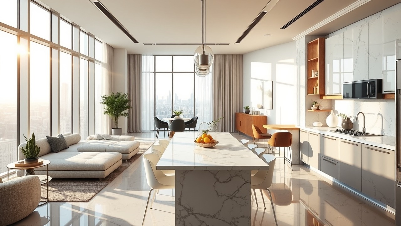 Modern kitchen and breakfast area in Motor City