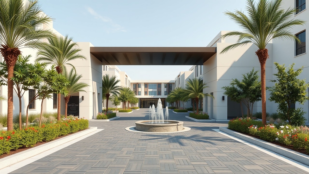 Dubai luxury community entrance landscaping