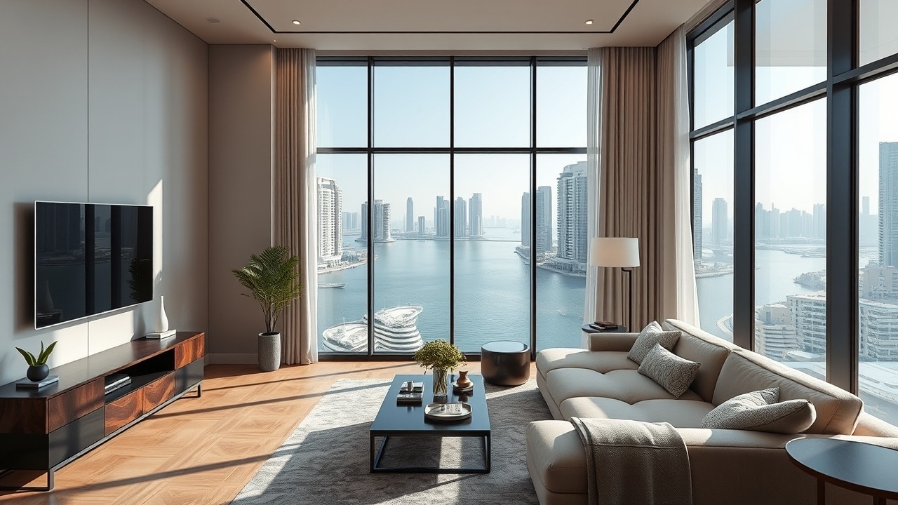 Modern luxury apartment interior in Dubai Marina