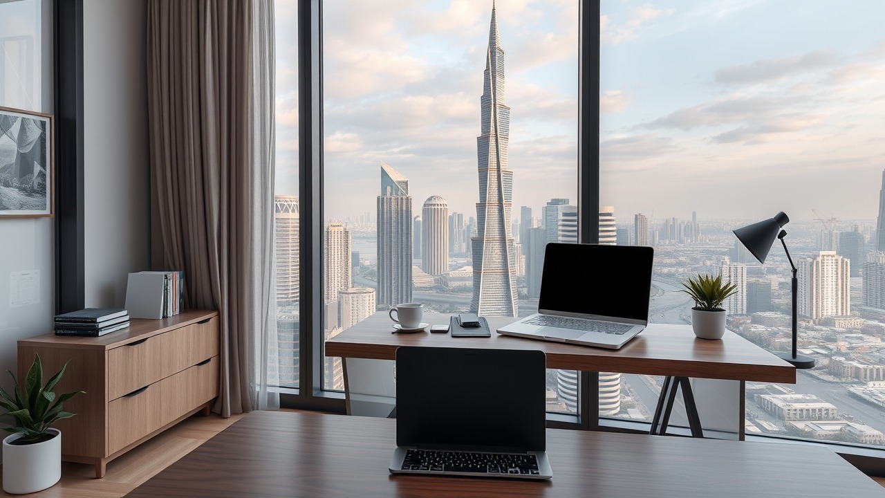 Modern office view of Cayan Tower Dubai