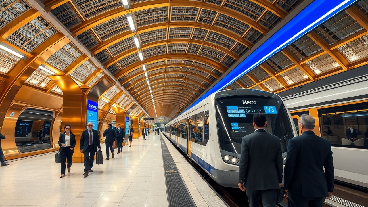 Dubai Metro Blue Line futuristic station