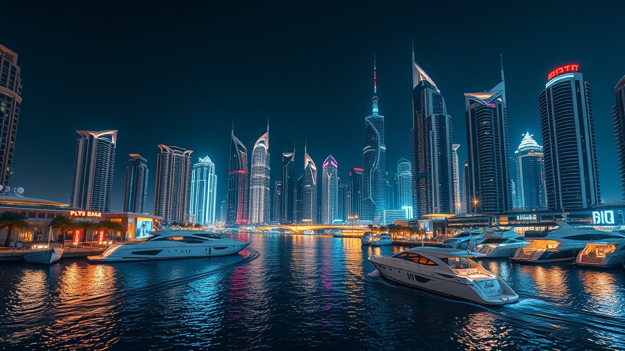 Dubai Marina real estate market at night