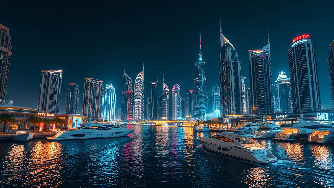 夜のドバイマリーナ不動産市場