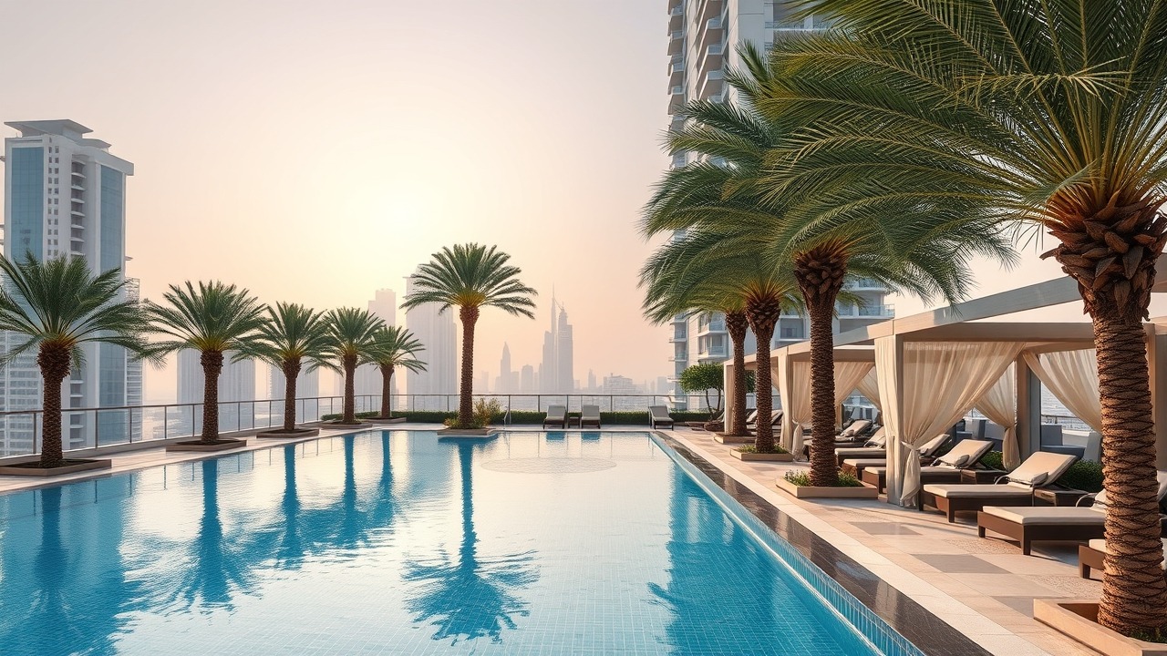 Luxury rooftop swimming pool in Dubai
