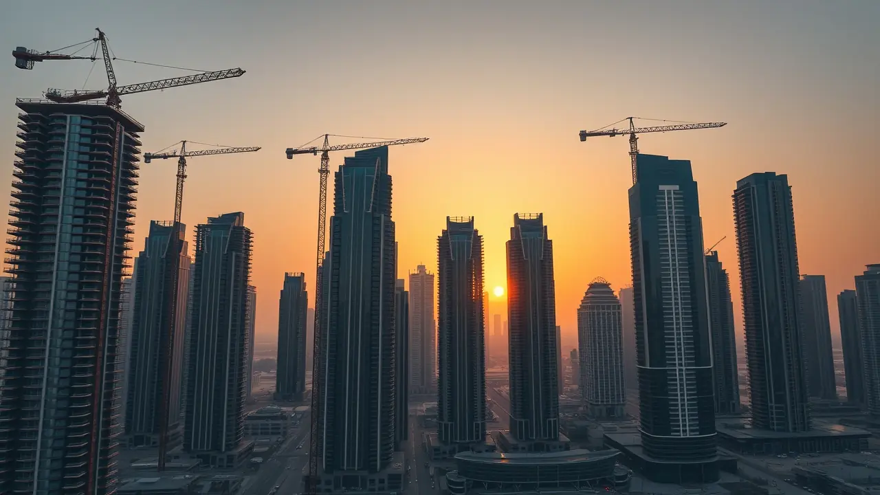 Horizonte de construcción sobre plano de Dubái