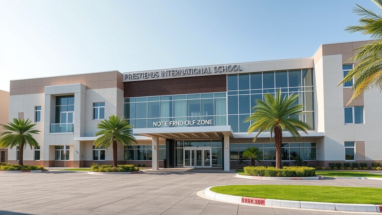 Contemporary international school building in Abu Dhabi