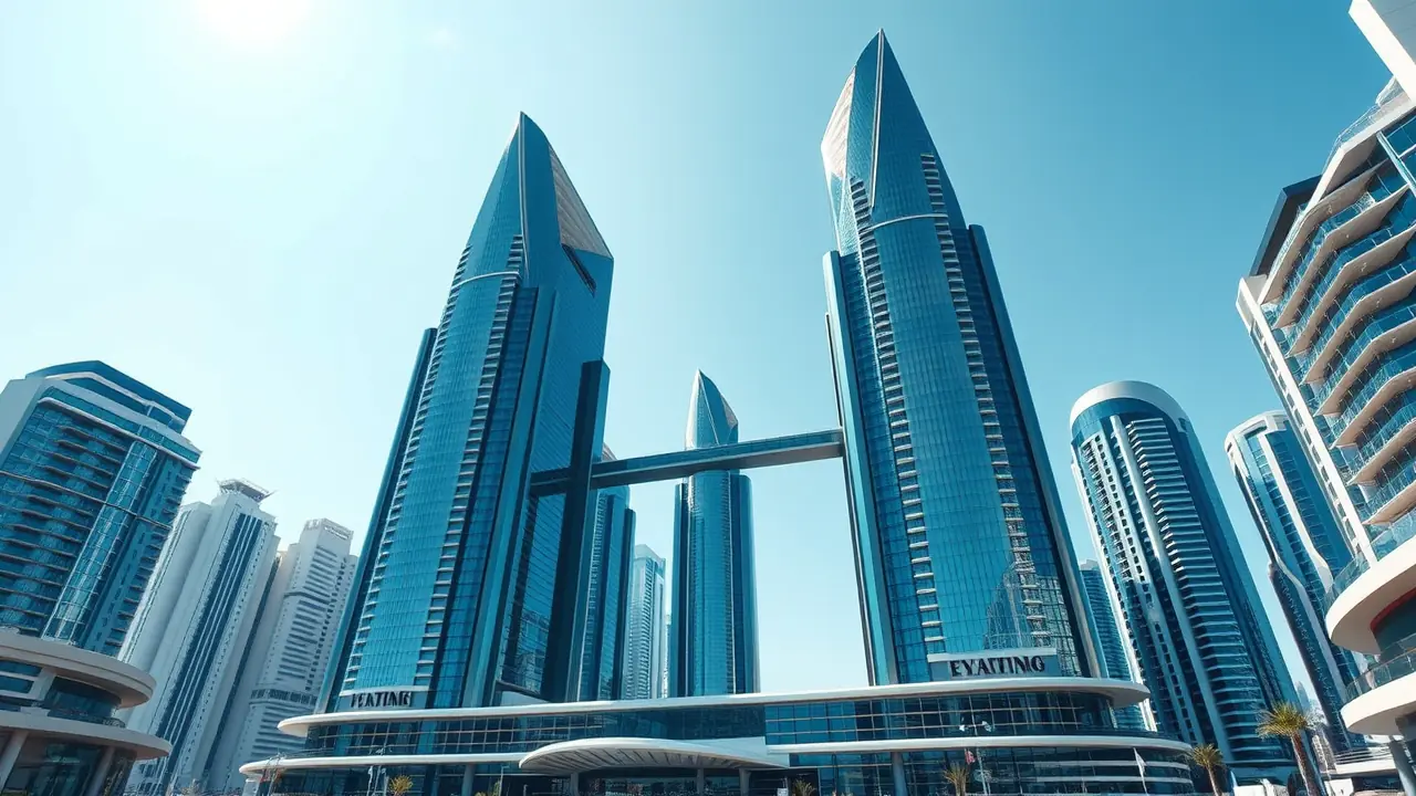 迪拜市中心歌剧区的现代摩天大楼