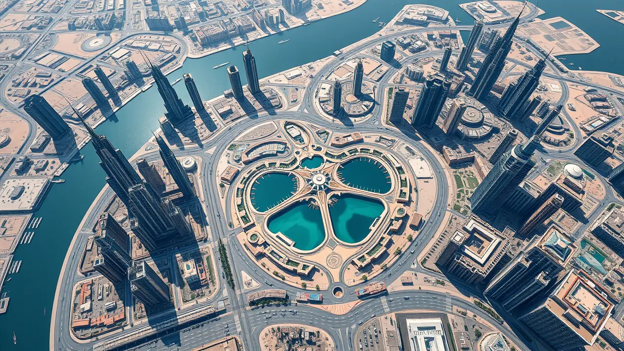 迪拜市中心城市规划鸟瞰图