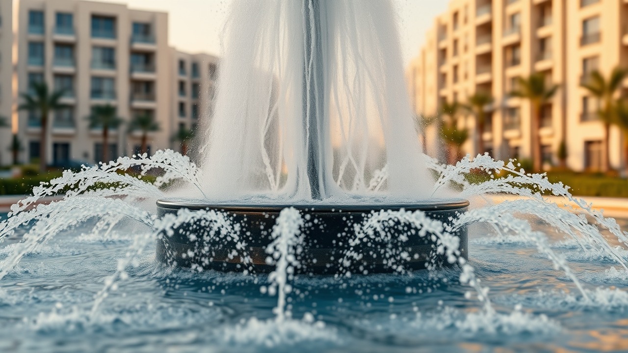 Luxury residential community fountain in Dubai