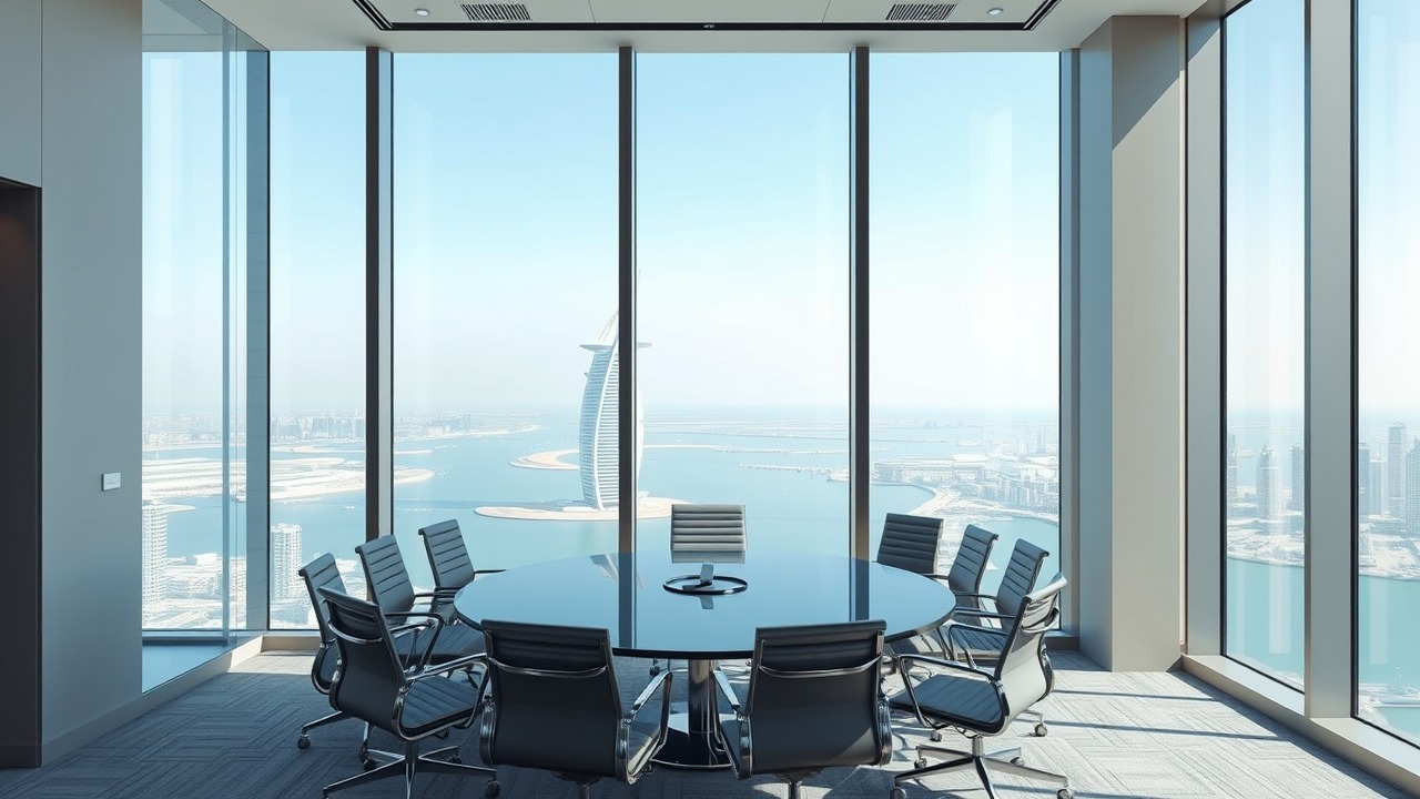 Professional meeting room with Palm Jumeirah view