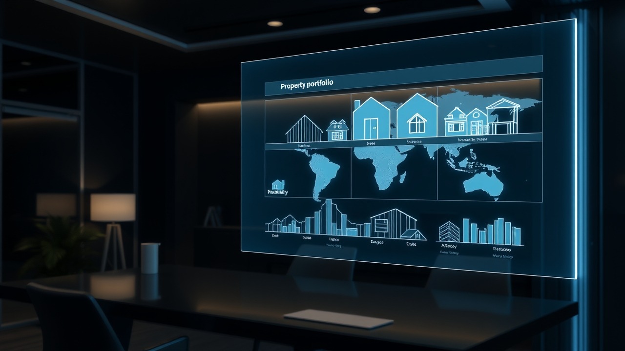 Digital property portfolio visualization on a screen