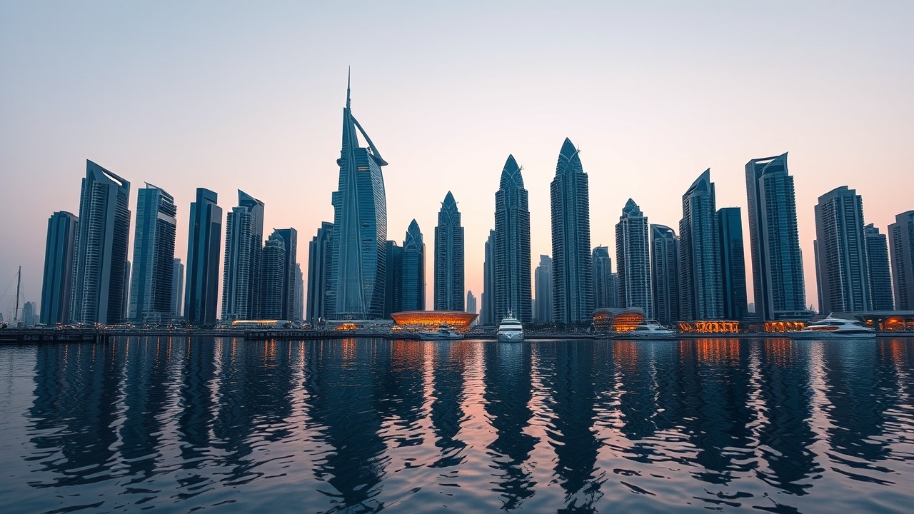 Dubai Marina skyline at dusk representing freehold property zones