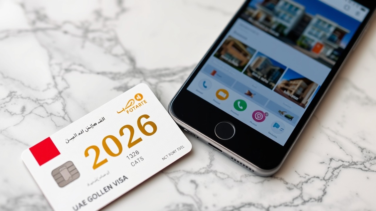 Close up of Golden Visa and smartphone symbolizing property investment