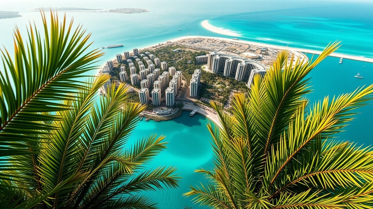 Aerial view of Palm Jumeirah a premier freehold area in Dubai