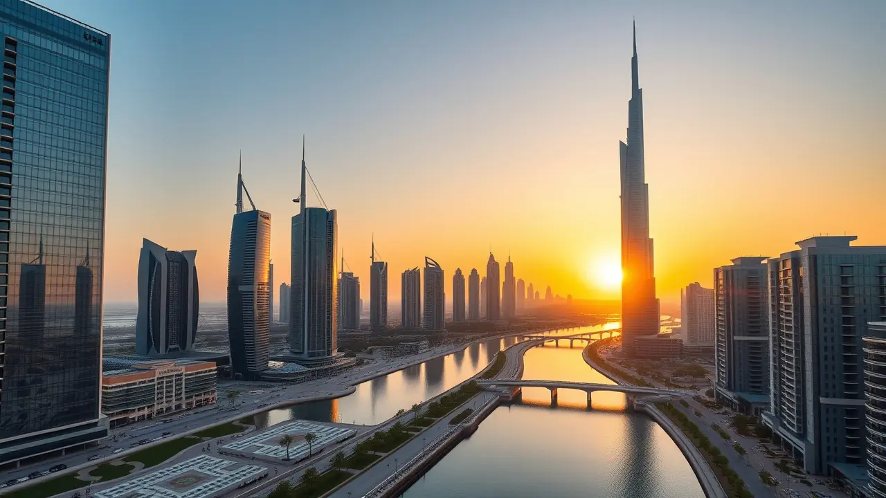Панорама района Dubai Business Bay, представляющая собой центр корпоративного налогообложения.