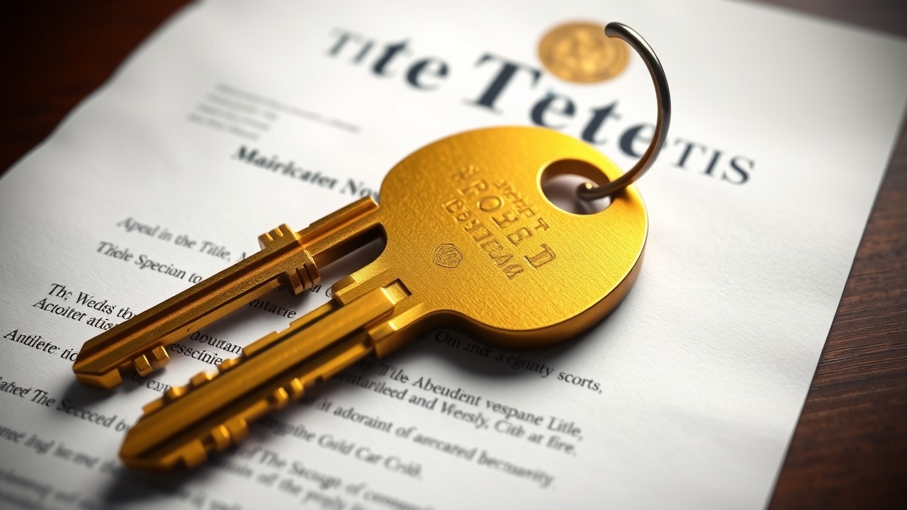 Property title deed and keys representing UAE real estate ownership.
