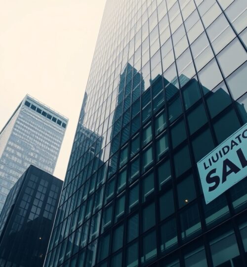 Distressed commercial skyscraper for sale in financial district