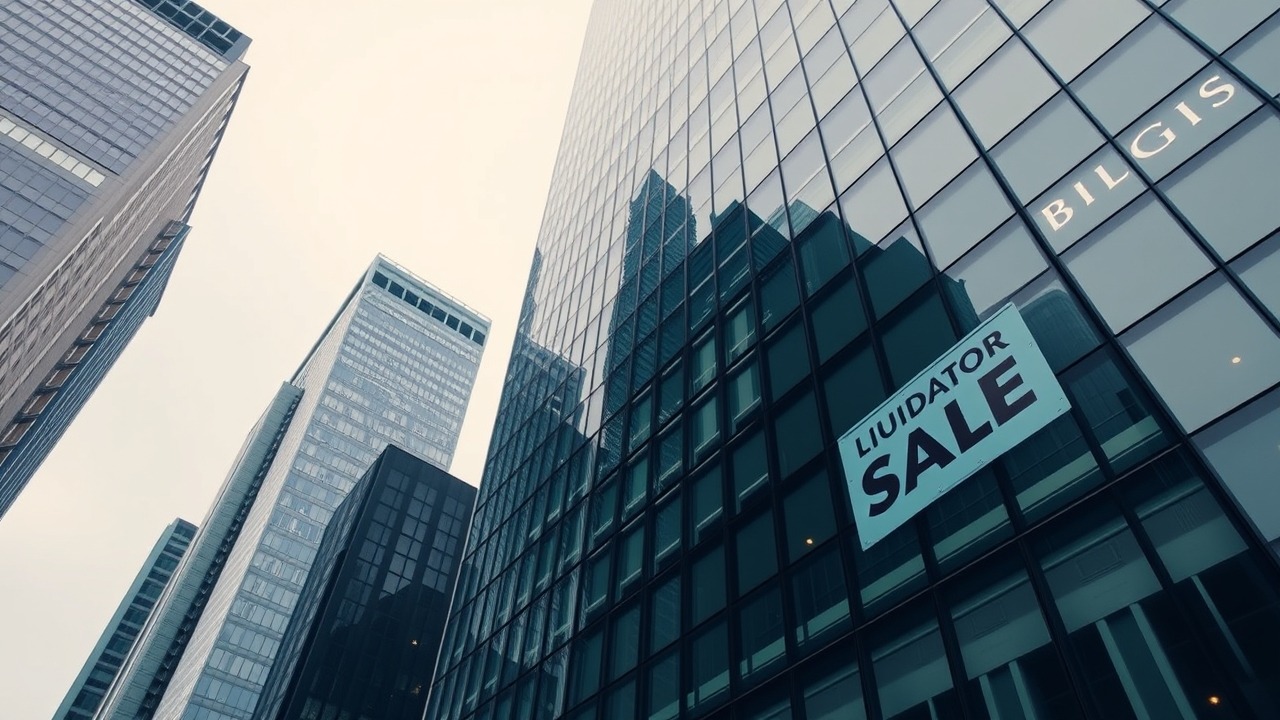 Distressed commercial skyscraper for sale in financial district