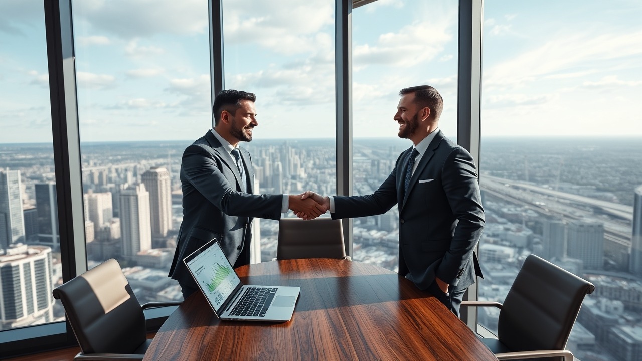 Closing a real estate deal in a corporate office