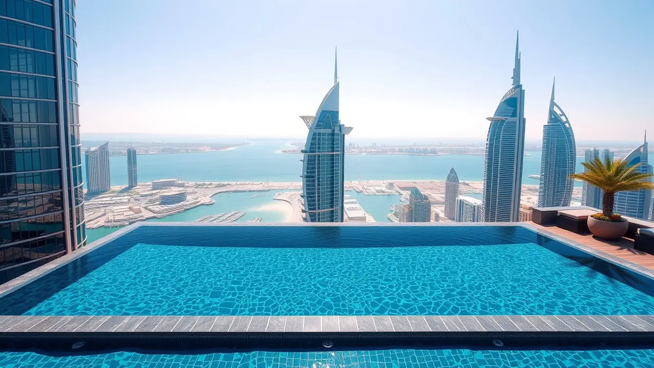 Infinity-Pool auf dem Dach der Dubai Marina