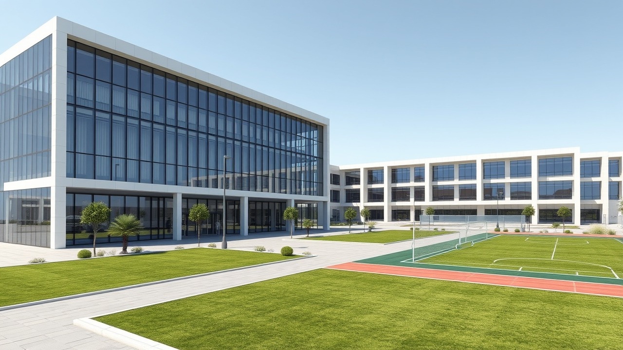 Modern school campus architecture in Dubai