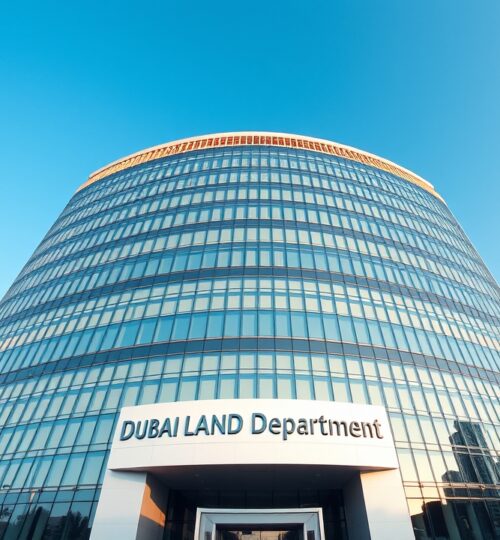 Dubai Land Department building representing legal real estate regulation.