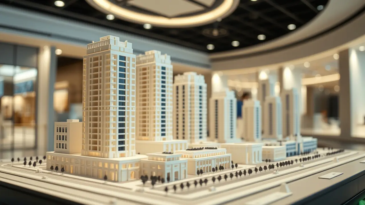 Modèle de propriété sur plan dans un centre de vente immobilière de Dubaï