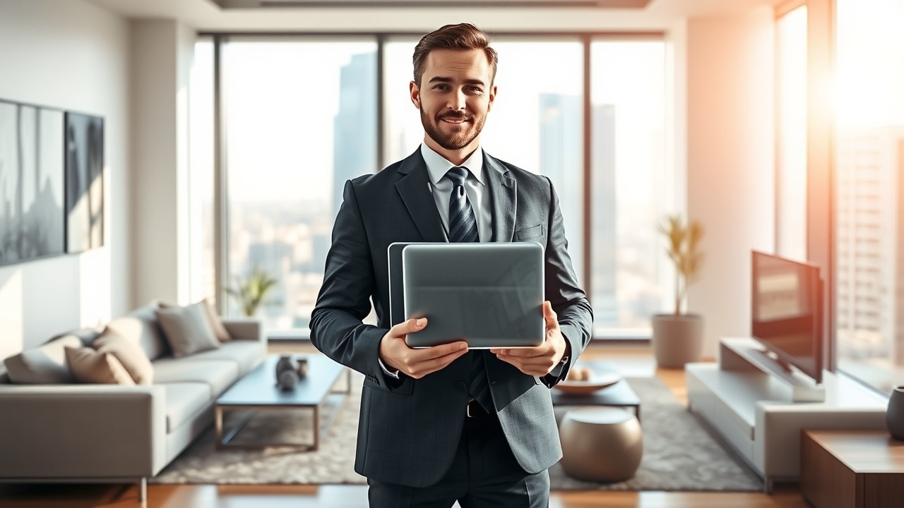 Professional property consultant in a Downtown Dubai apartment