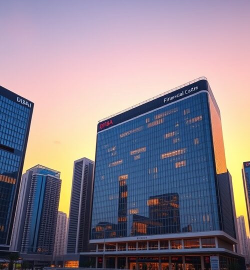 Modern corporate office building in DIFC Dubai