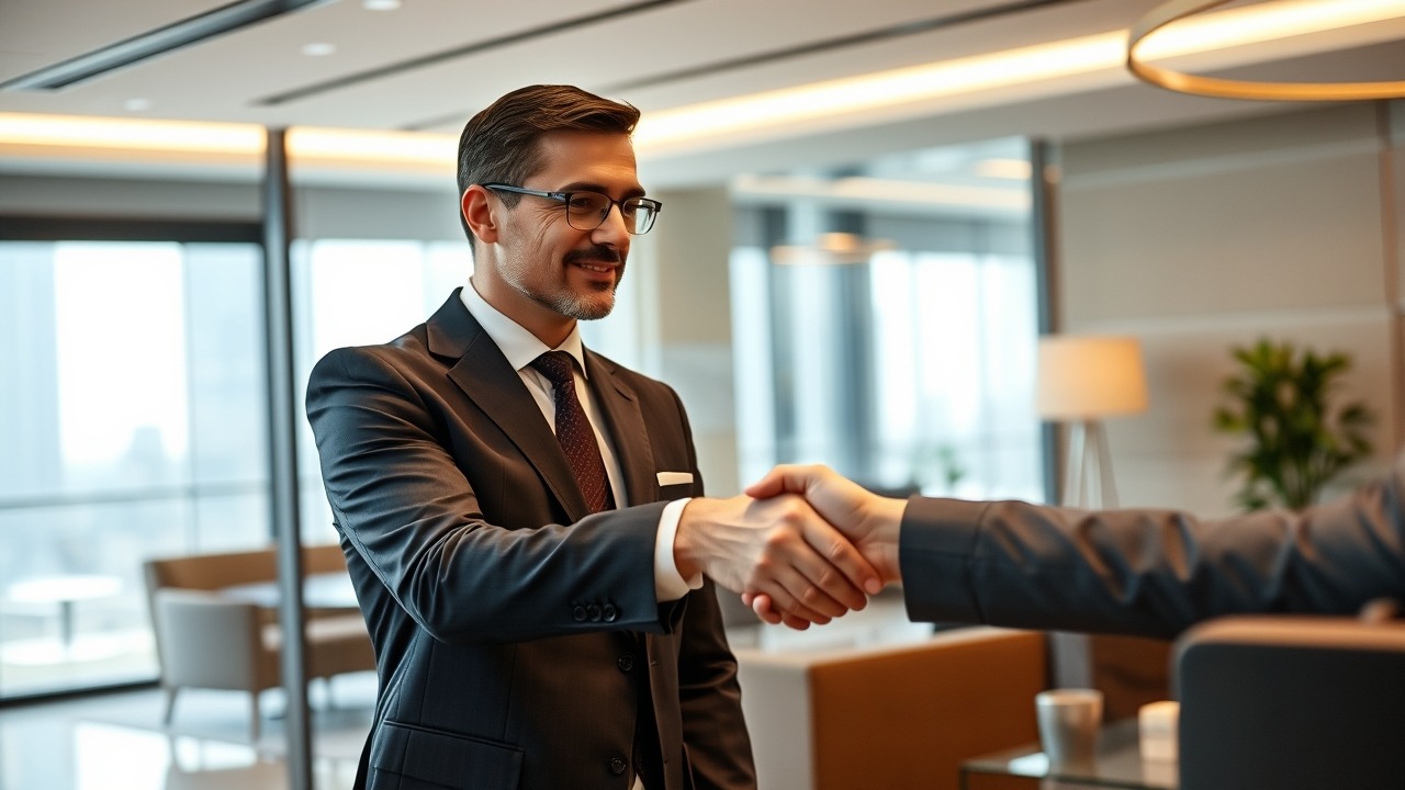 Tax consultant and investor shaking hands in Dubai