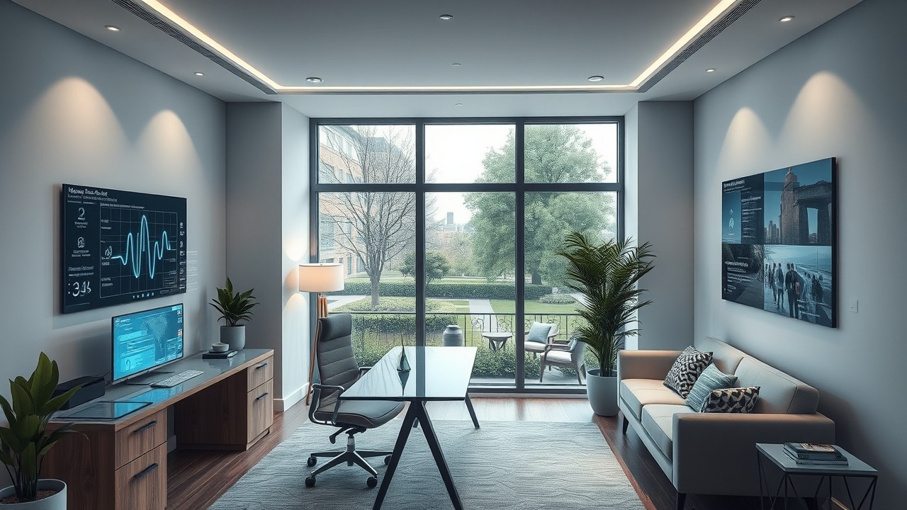 Smart home office setup in a modern Dubai townhouse