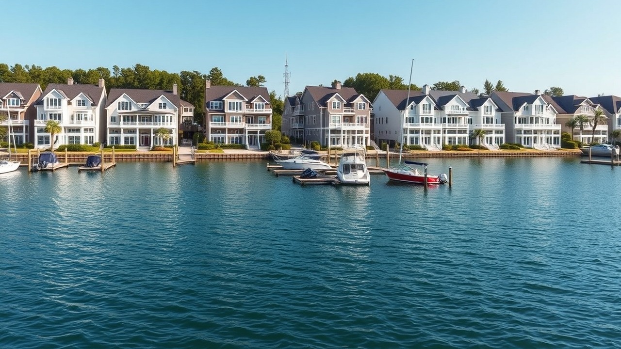 Waterfront townhouses in Dubai with private boat docks
