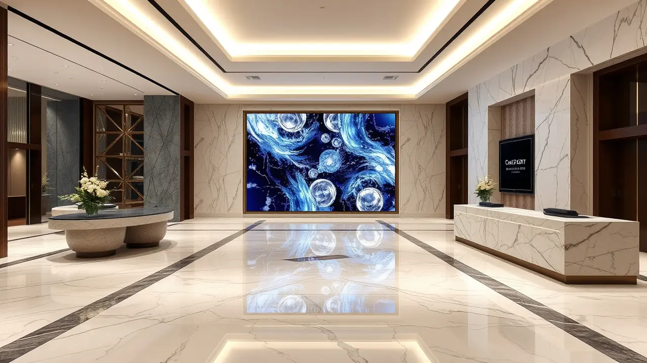 Роскошный дизайн лобби бутик-башни в районе Jumeirah Village Circle.