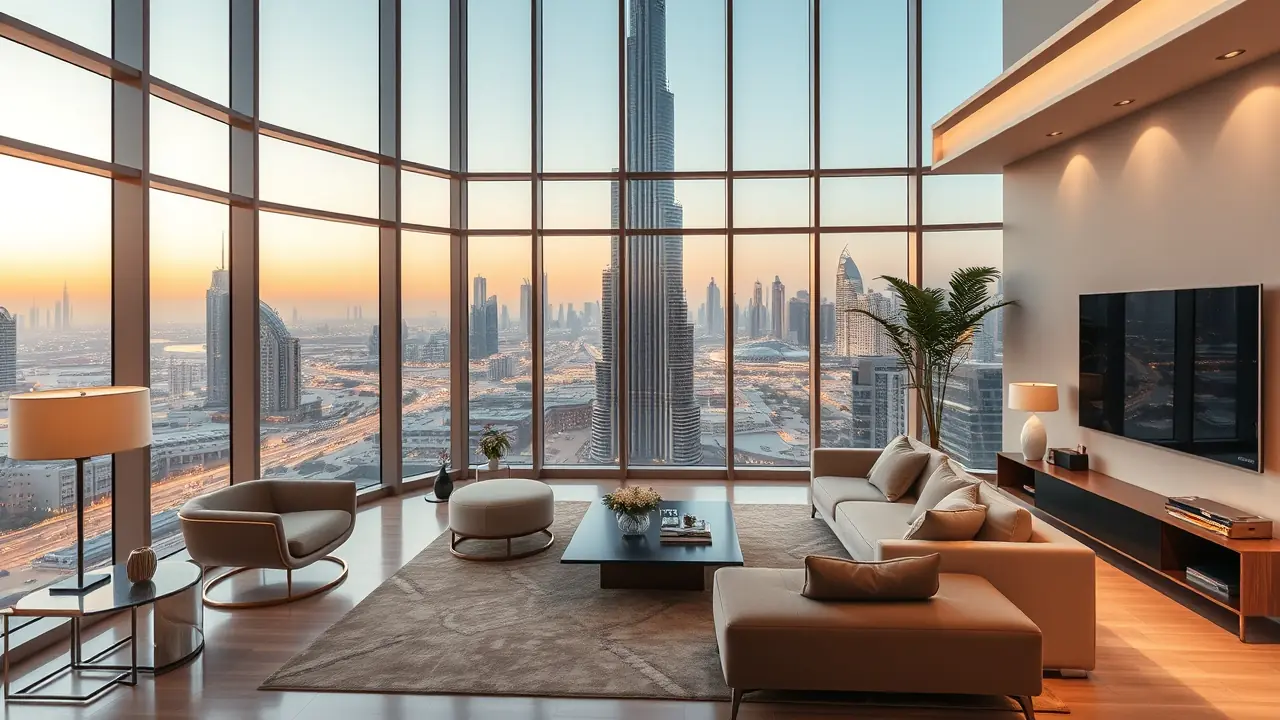Apartamento de lujo listo para entrar a vivir en el centro de Dubái con vistas al Burj Khalifa.