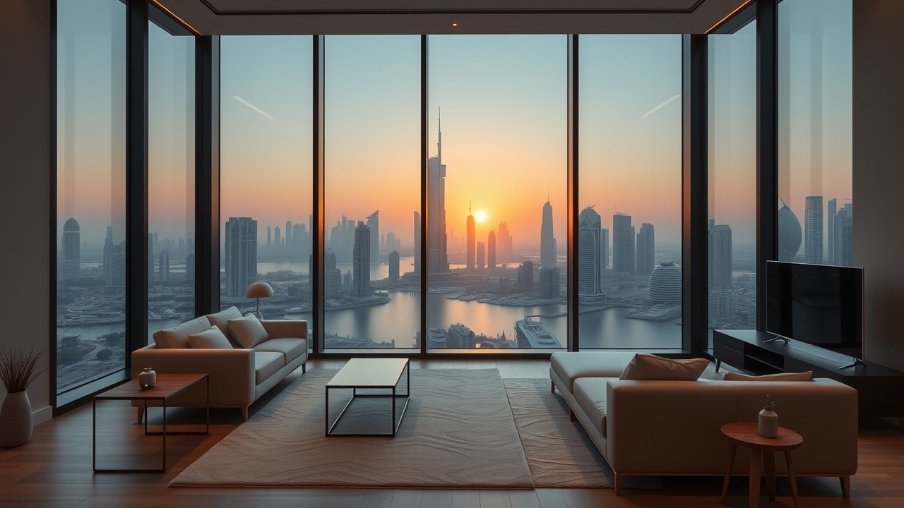 Luxury studio apartment with Dubai Marina view
