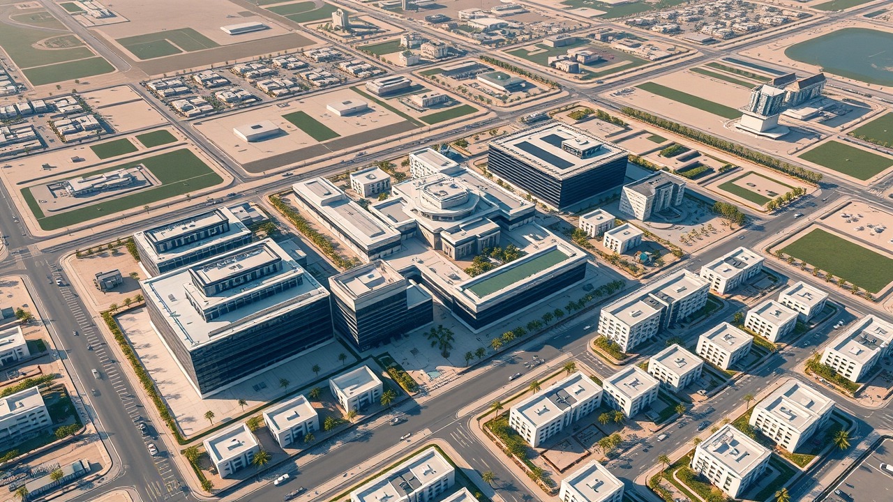 Dubai Silicon Oasis tech hub and residential area aerial