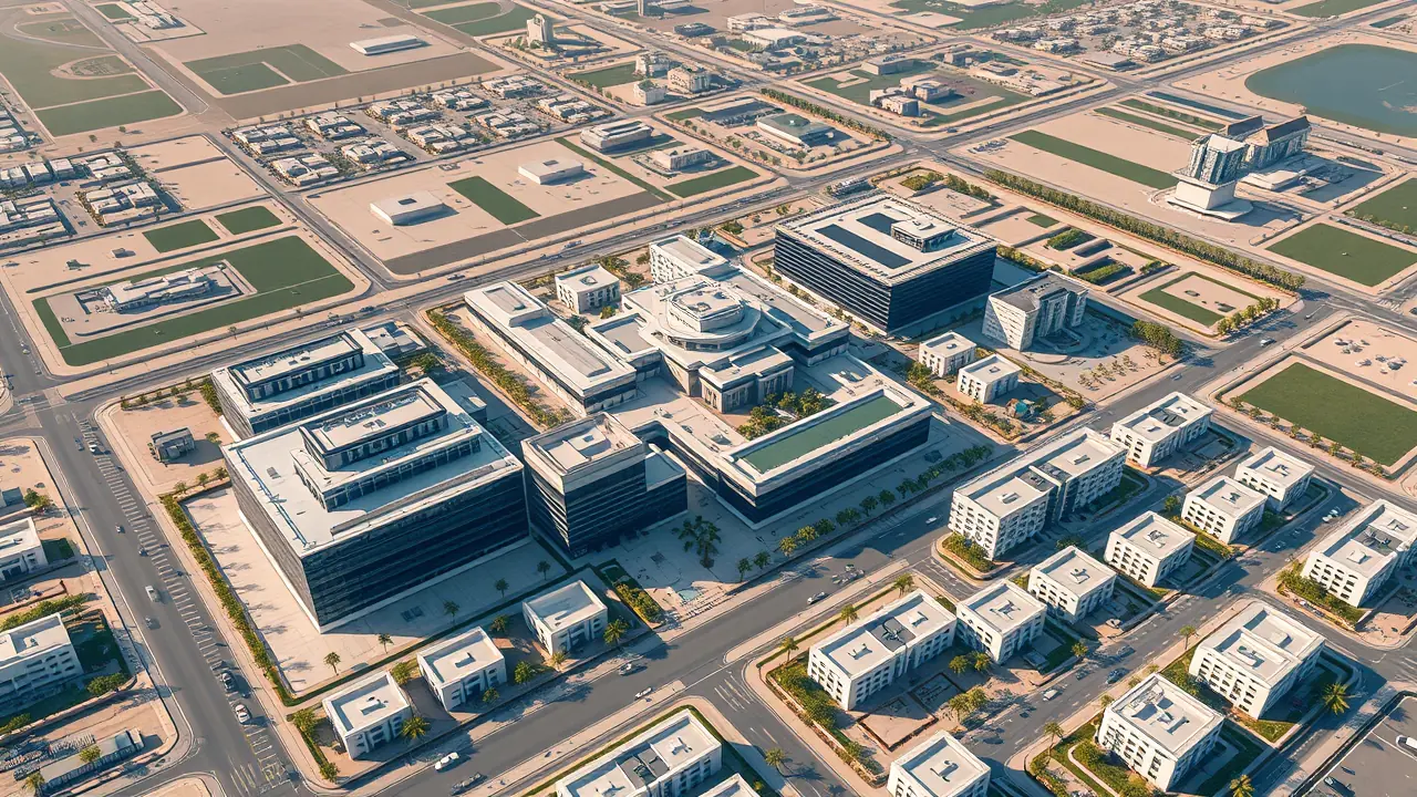 Вид сверху на технологический центр и жилой район «Дубайский Силиконовый Оазис»