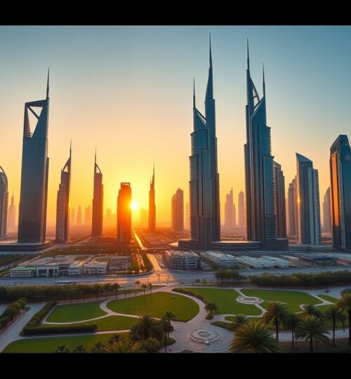 Dubai skyline 2026 sunset view